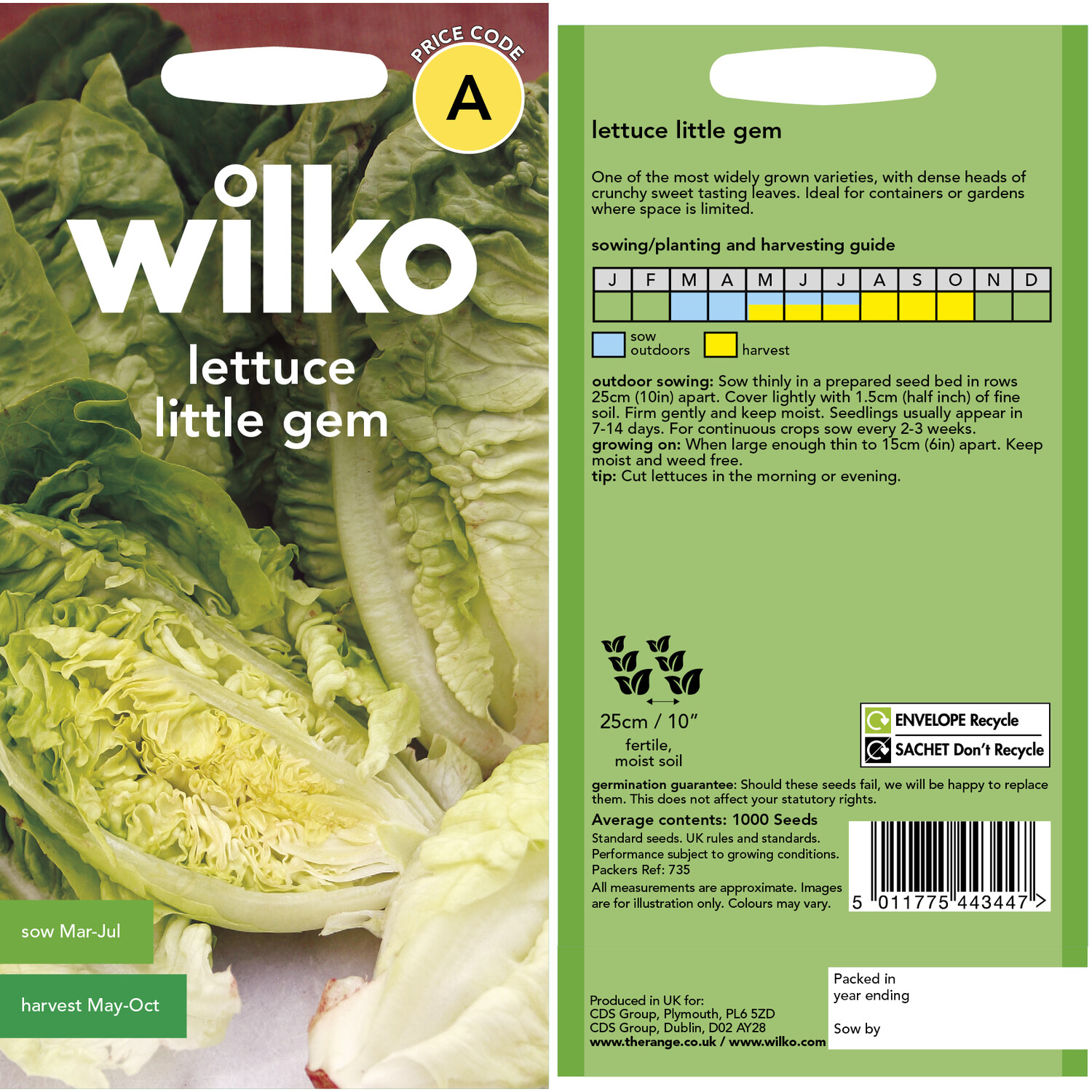 Wilko Little Gem Lettuce Seeds Image 3