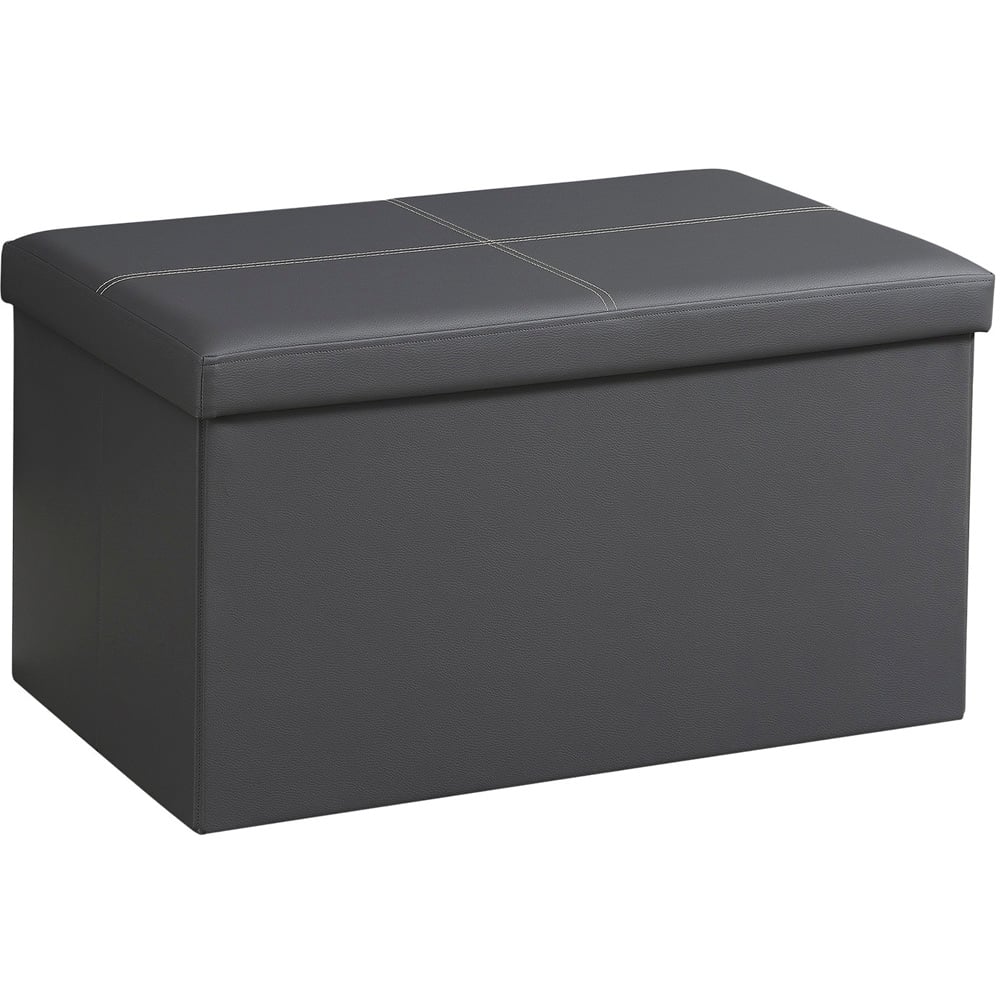 Seville Grey Leather Storage Trunk Image 7