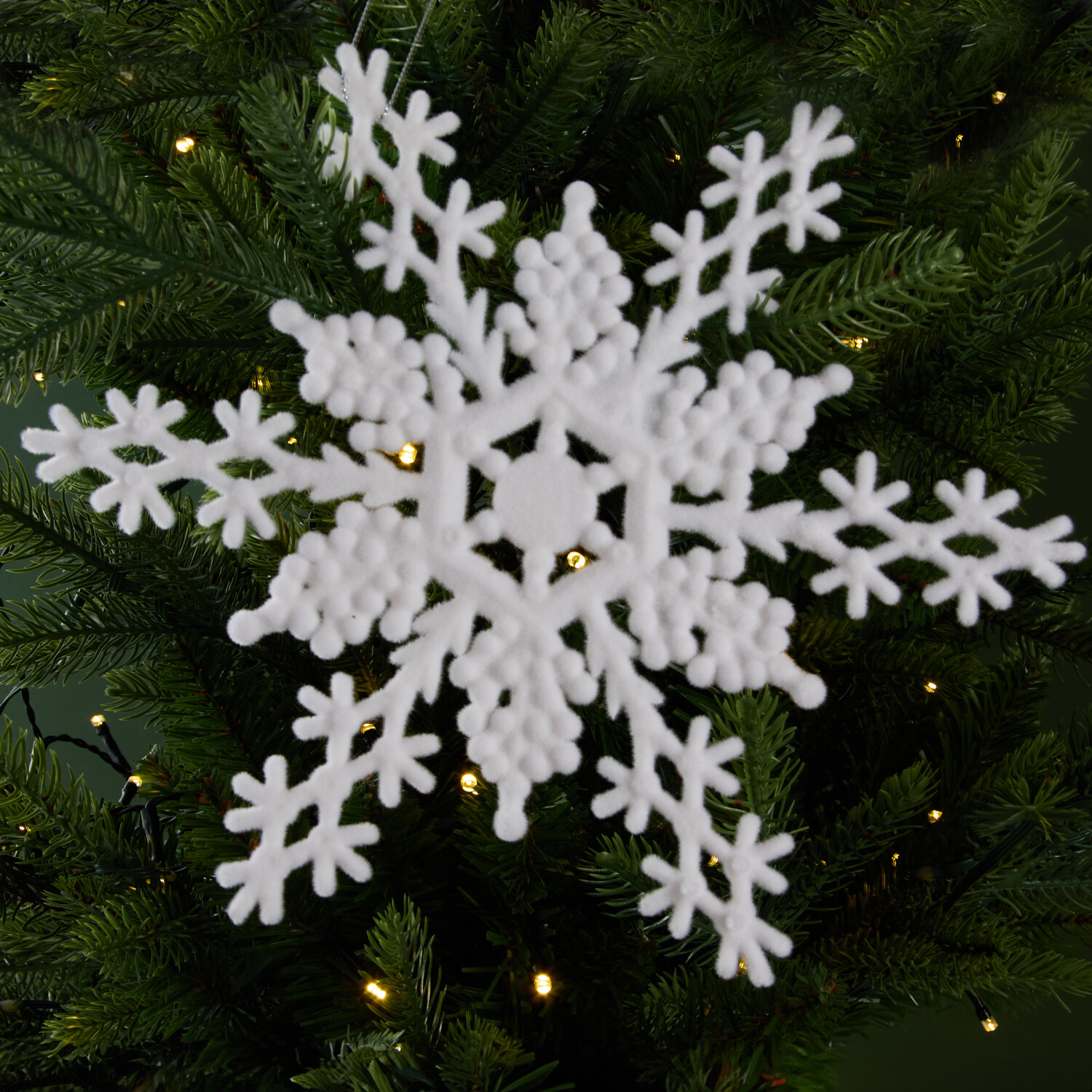 Flocked Snowflake Hanging DecorationWhite Image 2