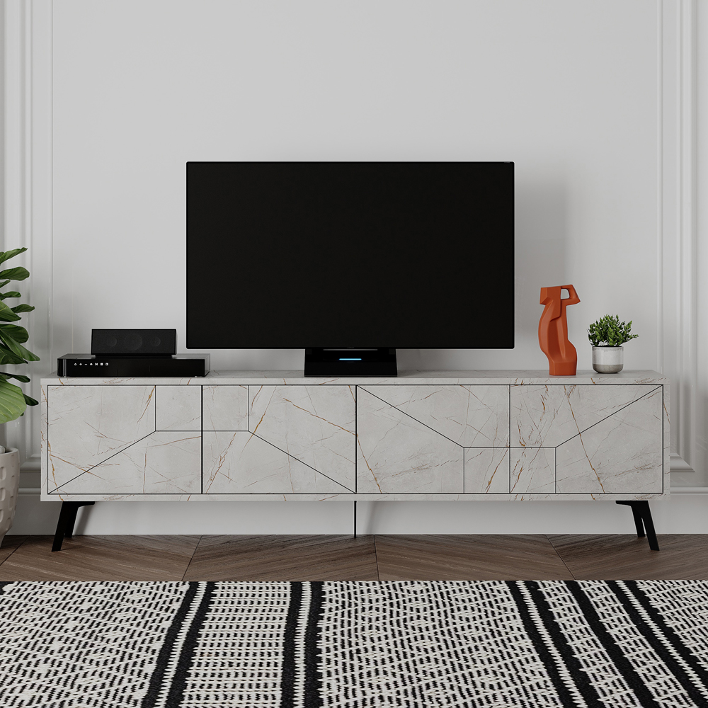 Decortie Dune 4 Door Gold Marble Effect TV Stand Image 3