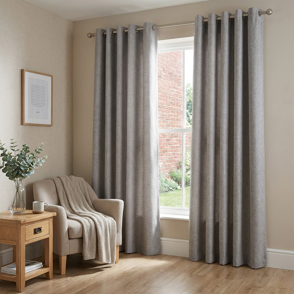 My Home Taylor Silver Blackout Eyelet Curtain 168 x 137cm Image 5