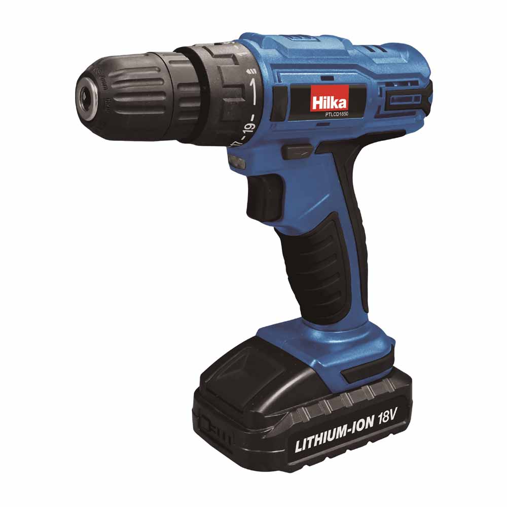 Hilka 18V Lithium-Ion Cordless Drill Driver with 2 Batteries Image 2