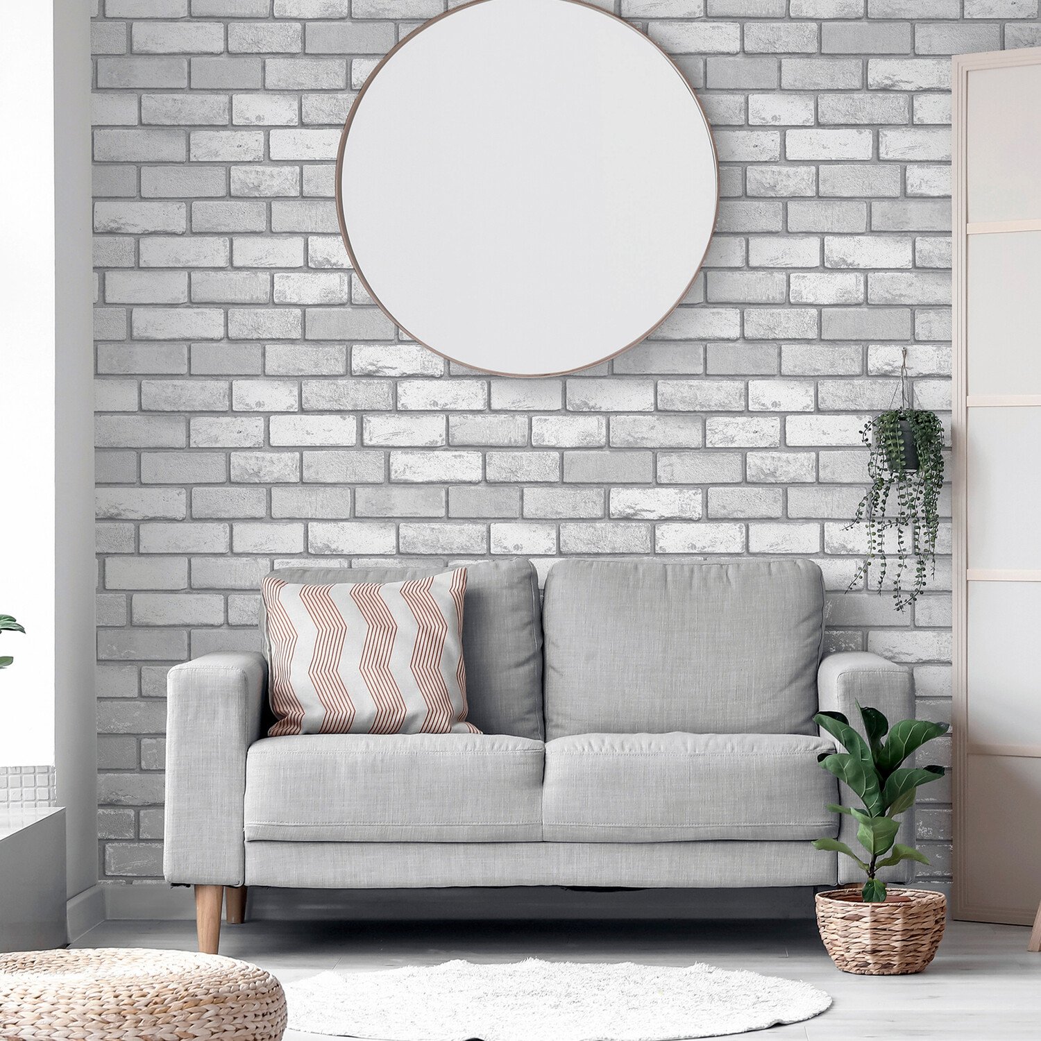 Metallic Brick Wallpaper - White Silver Image 3