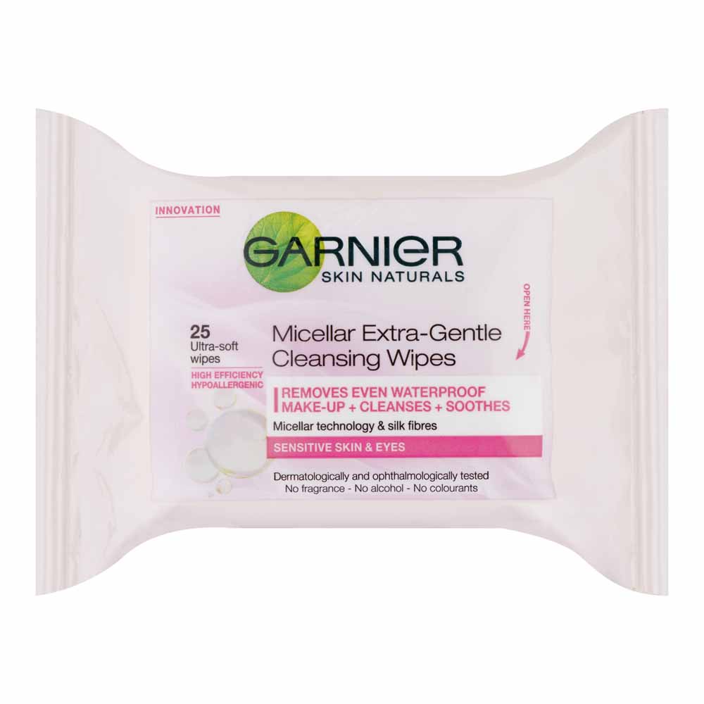 Garnier Skin Natural Micellar Extra Gentle Cleansing Wipes 25 Pack  - wilko