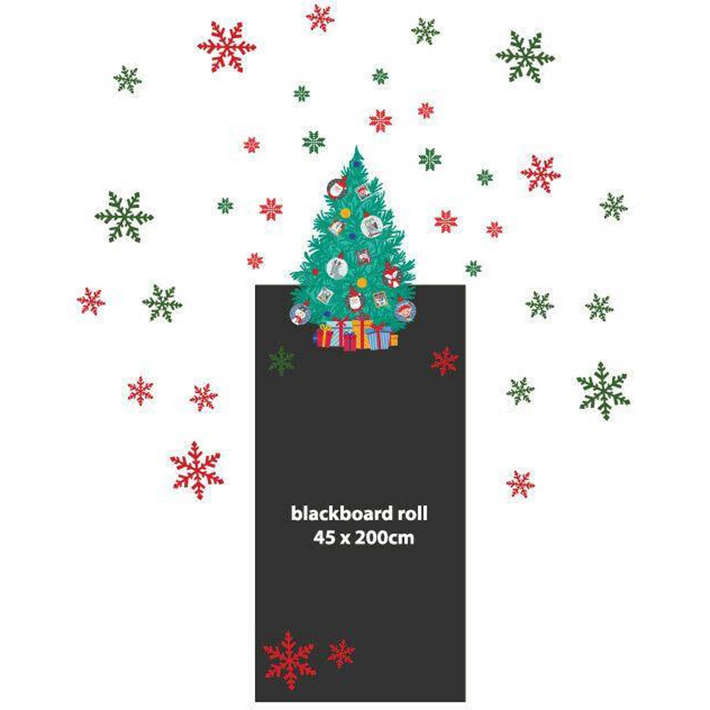 Walplus Colourful Snowflakes and Christmas Tree Self Adhesive Blackboard Wall Sticker 31 Piece Image 3