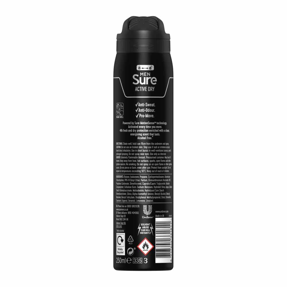 Sure For Men Active Anti-Perspirant Deodorant 250ml Image 3