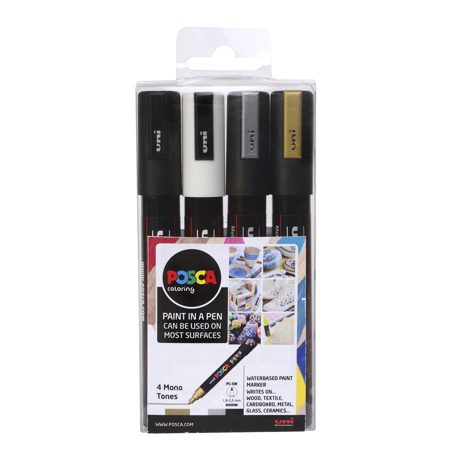 Pack of 4 Uni Posca Mono-Tone Marker Pens - Medium Image