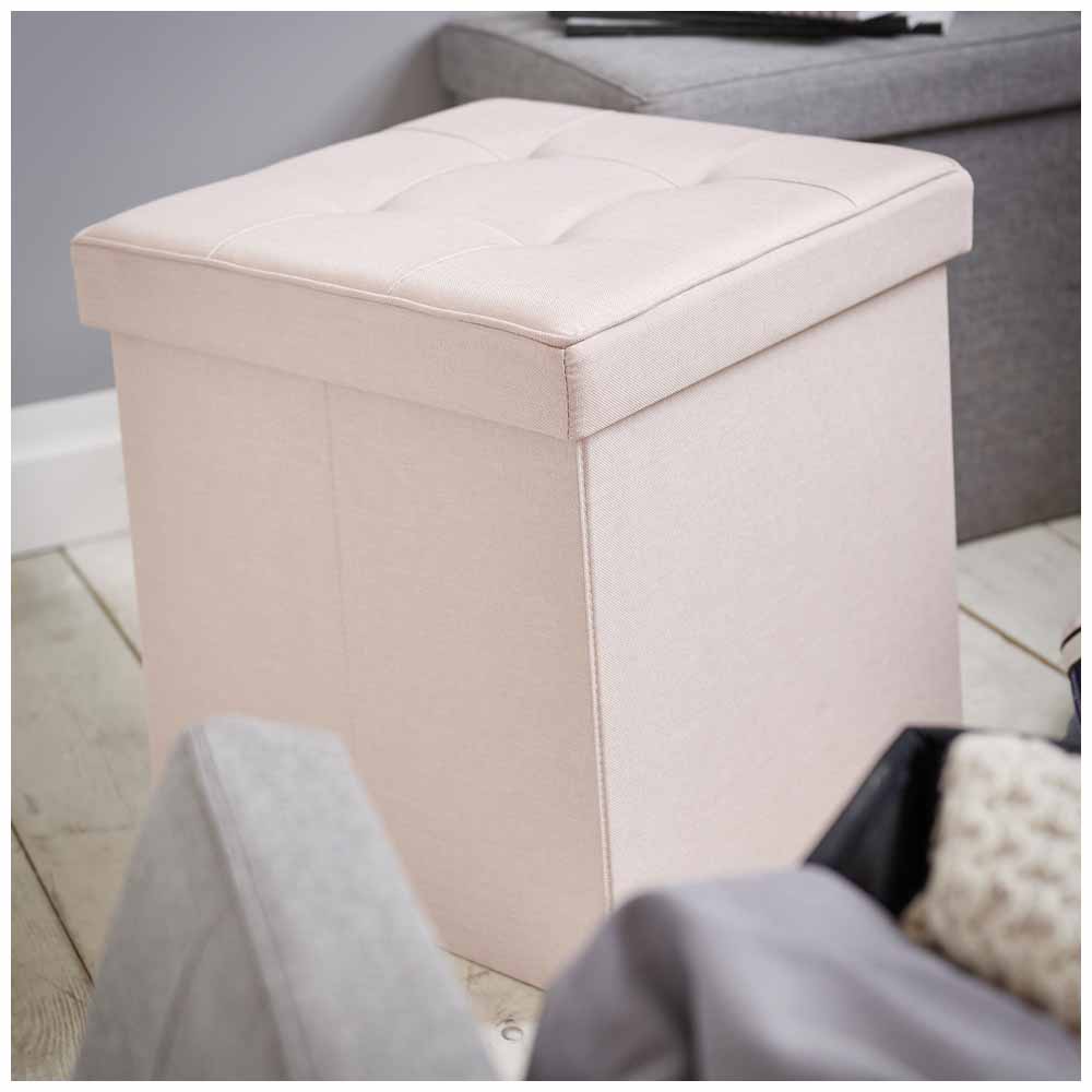 Wilko Faux Linen Cube Pink Wilko