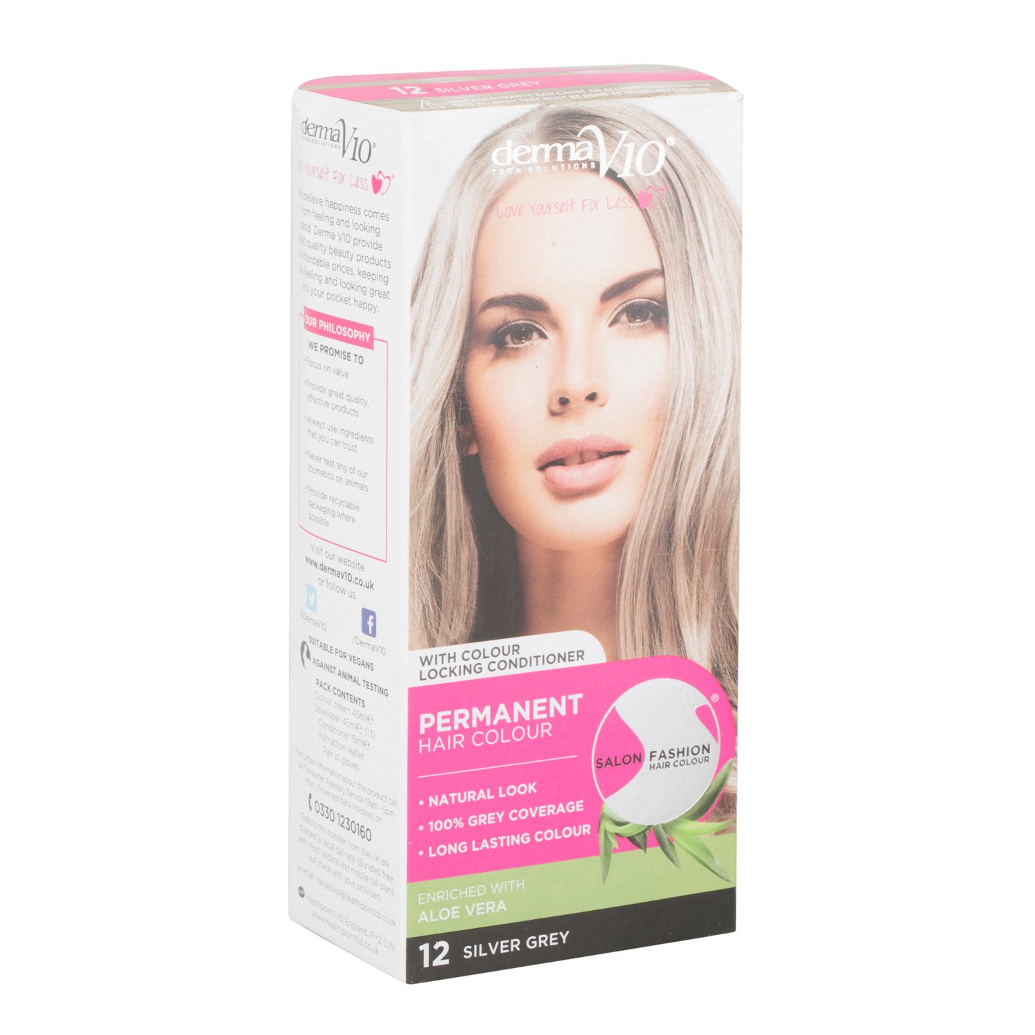 Derma V10 Salon Fashion Permanent Hair Colour  - Silver Grey Image