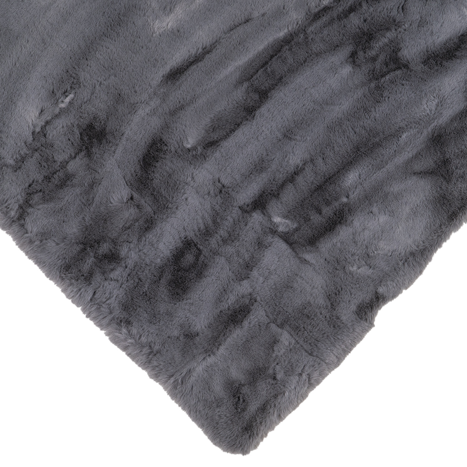 Grey Lux Rabbit Faux Fur Rug 100 x 150cm Image 2