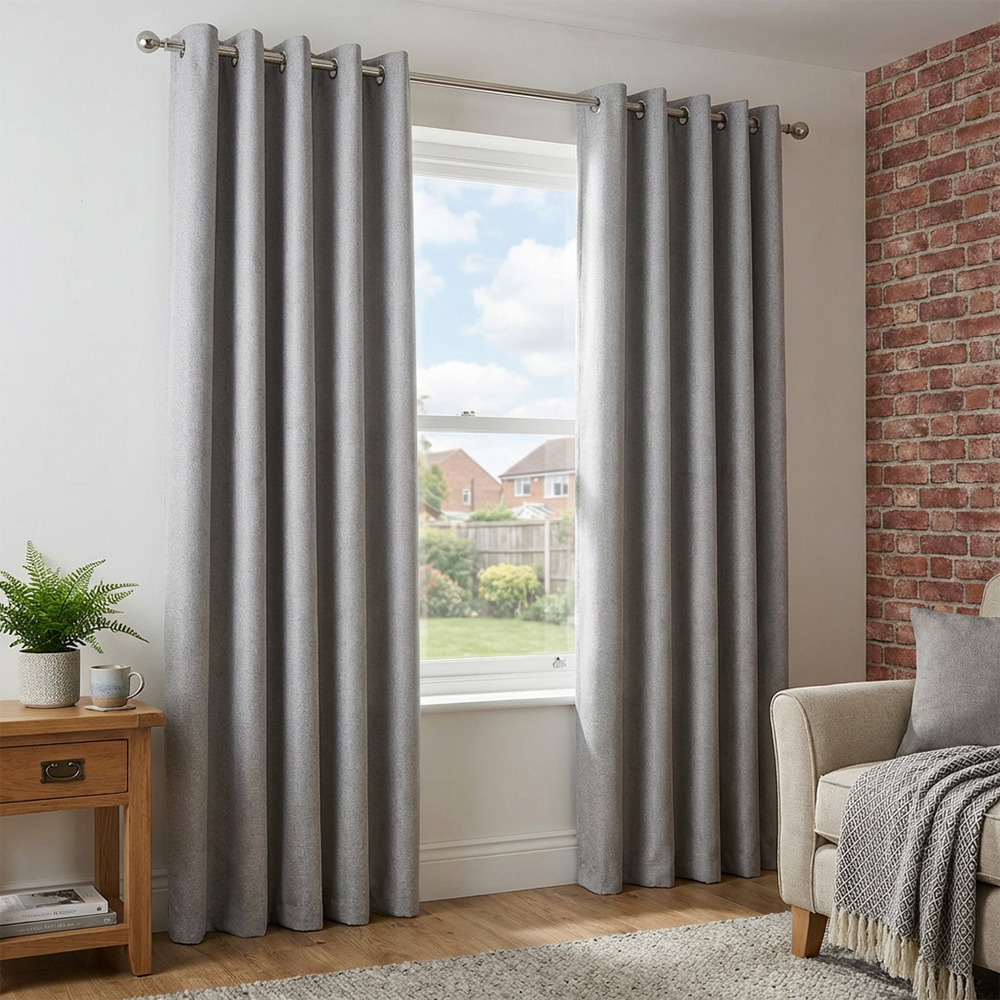 My Home Taylor Silver Blackout Eyelet Curtain 168 x 137cm Image 6