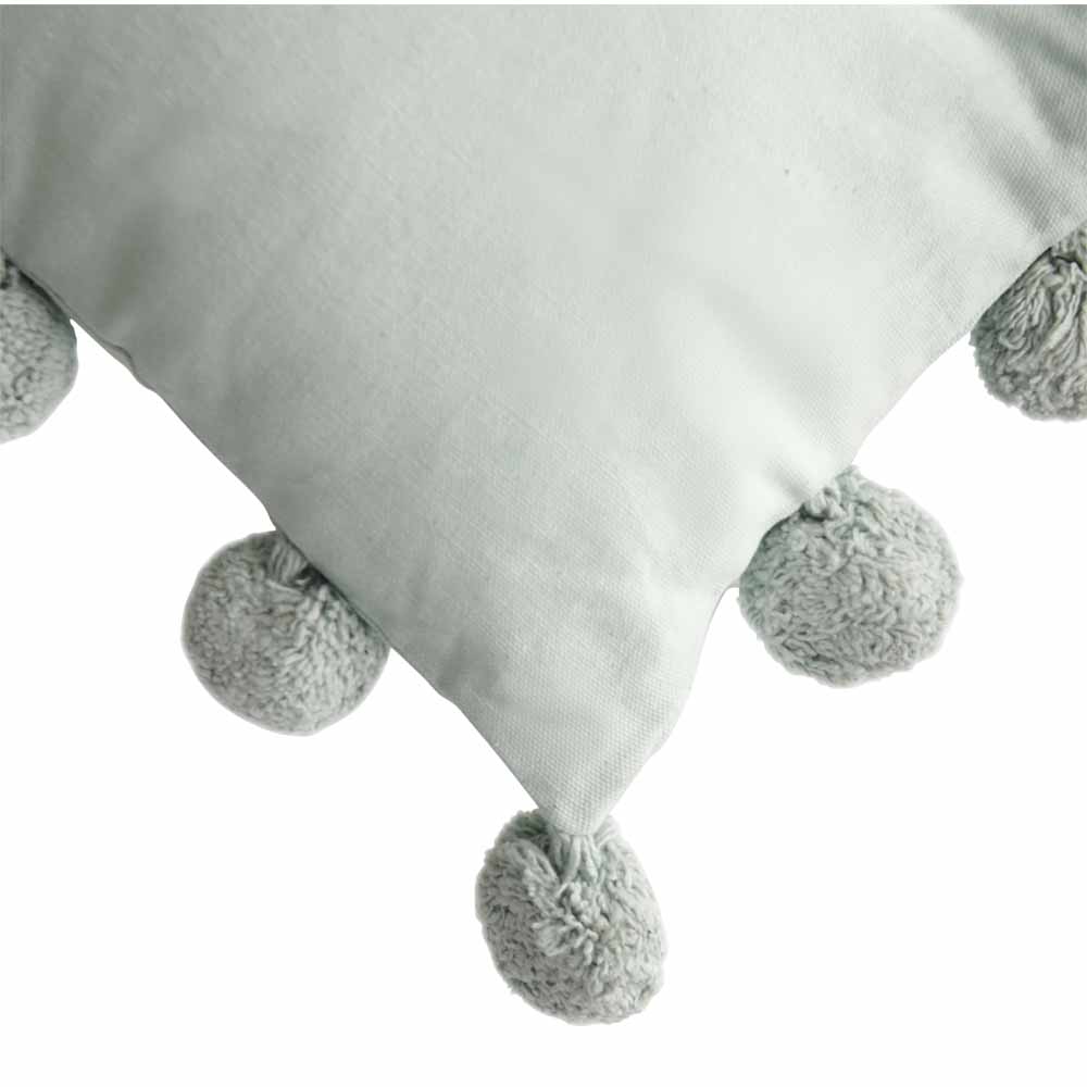 Wilko Soft Teal Pom-Pom Cushion 43 x 43cm Image 2