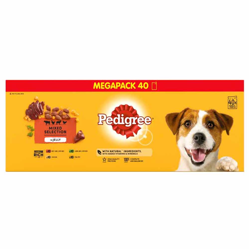 Pedigree Adult Wet Dog Food Pouches Mixed in Jelly Mega Pack 40 x 100g Image 2