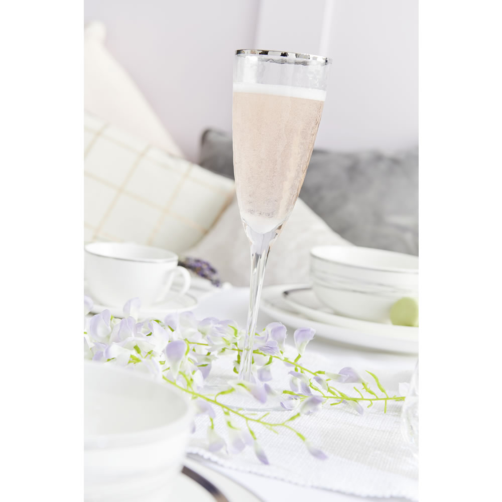 Wilko Hammered Silver Rim Champagne Glass Image 3