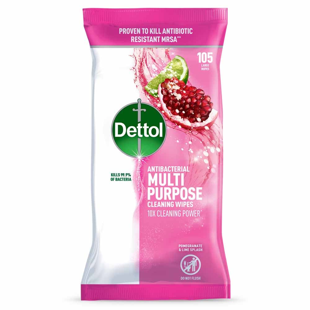 Dettol Antibacterial Multipurpose Pomegranate Cleaning Wipes 105 Pack Case of 3 Image 2