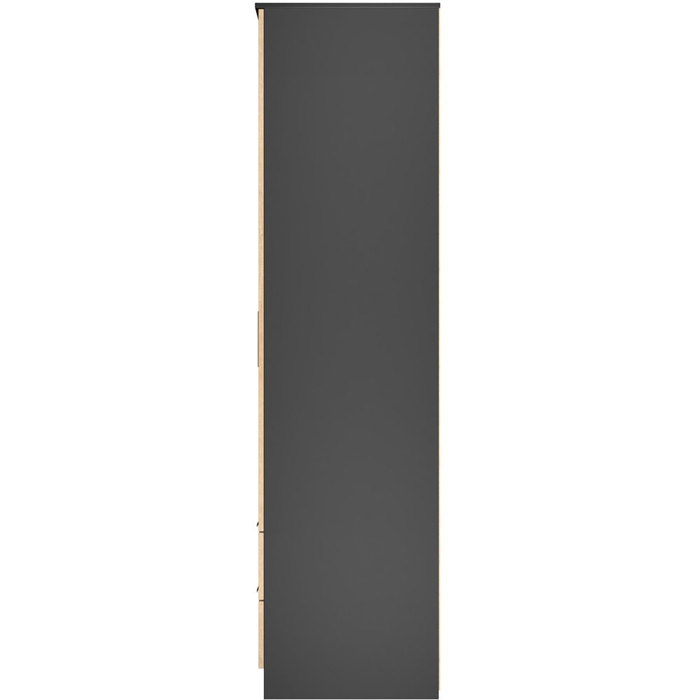 Crowndale Java 2 Door 2 Drawer Slatt Effect and Black Tall Wardrobe Ready Assembled Image 3