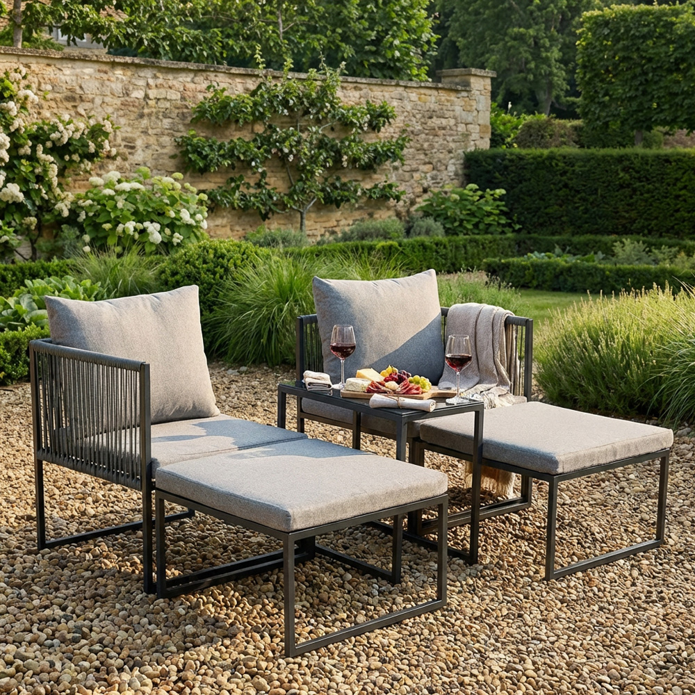 5 Piece Layla Metal Sofa Set - Grey Image 3