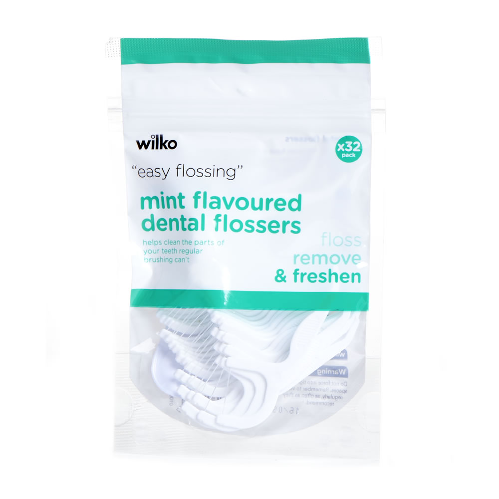 Wilko Mint Flavour Dental Flossers 32 pack Image