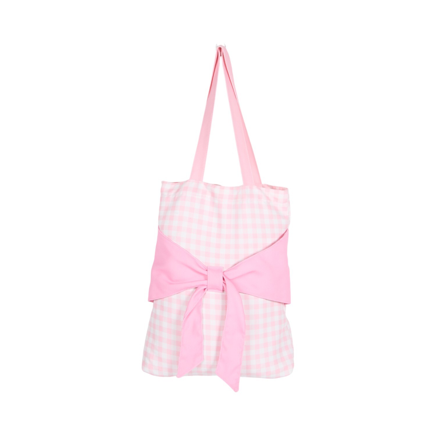 Bow Tote Bag Pink and White Image 4
