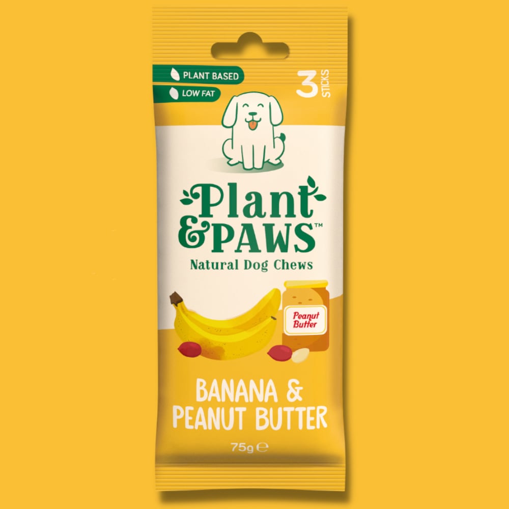 Plant & Paws Banana & Peanut Butter Natural Dog Chews 75g Image 4
