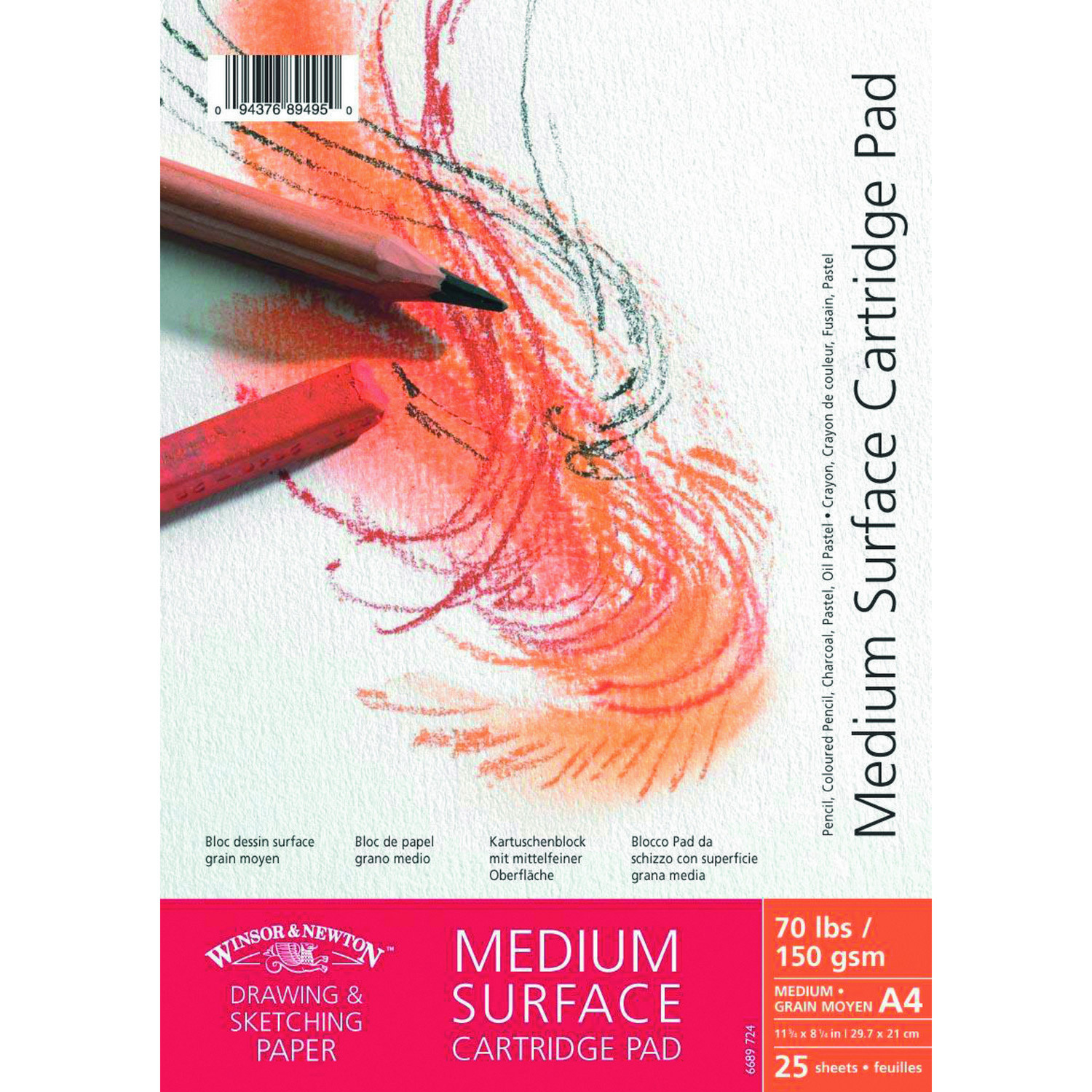 Winsor and Newton Medium Surface Gummed Cartridge Pads - A4 / 150 gsm Image