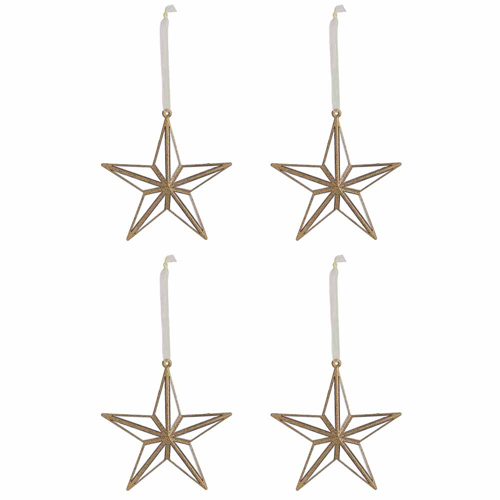 Wilko Rococo Mirror Star Christmas Baubles 4 Pack Image 2