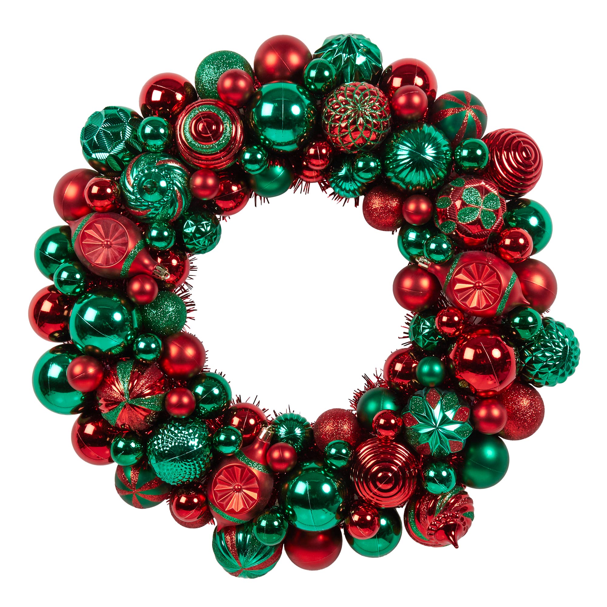 Sleigh Bells Ring Bauble Wreath - Red & Green Image 1
