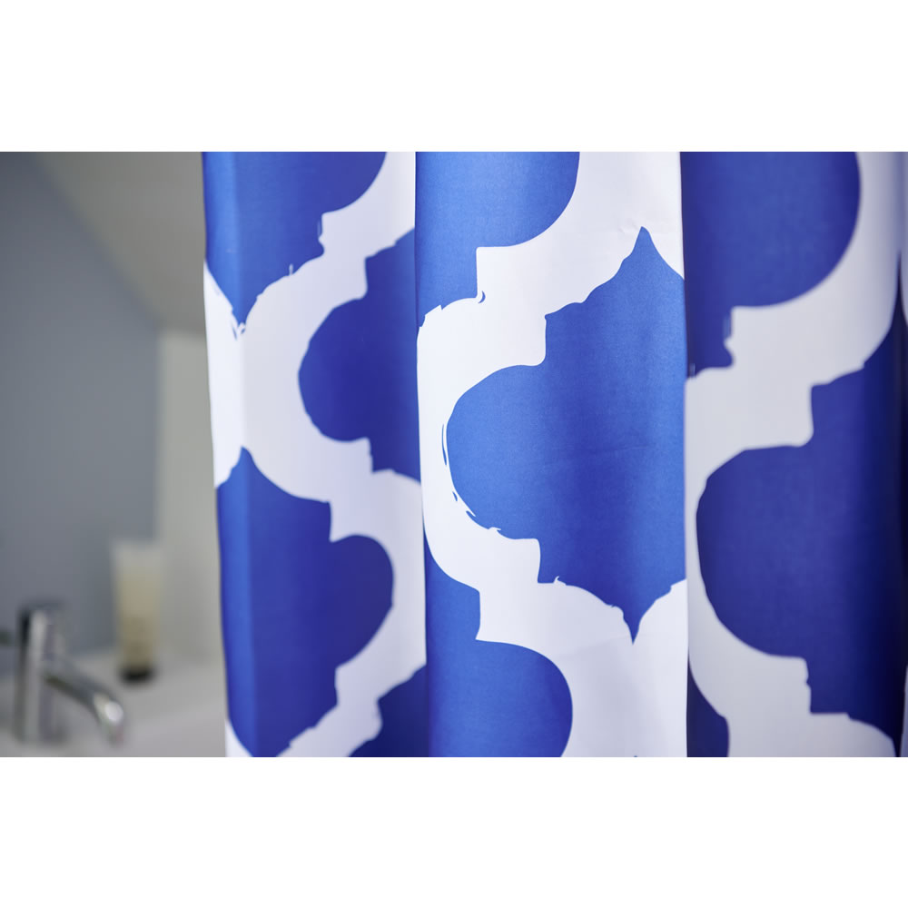 Wilko Fusion Blue and White Shower Curtain Wilko