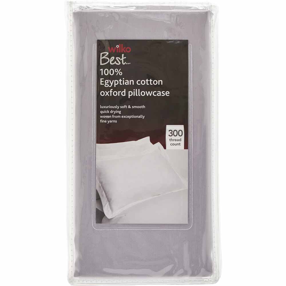 Wilko Best 100% Egyptian Cotton Grey Oxford Pillowcase Image 3
