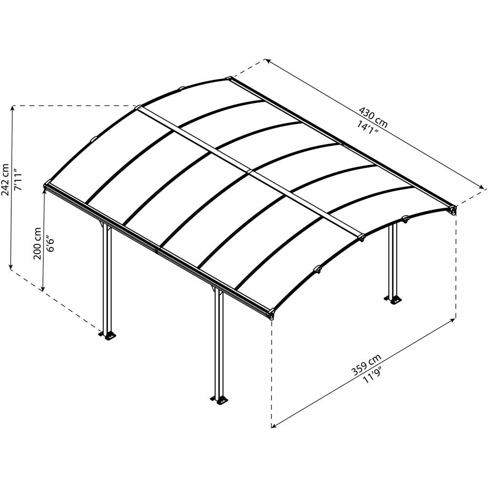 Palram Arcadia 4300 Grey Carport Image 5