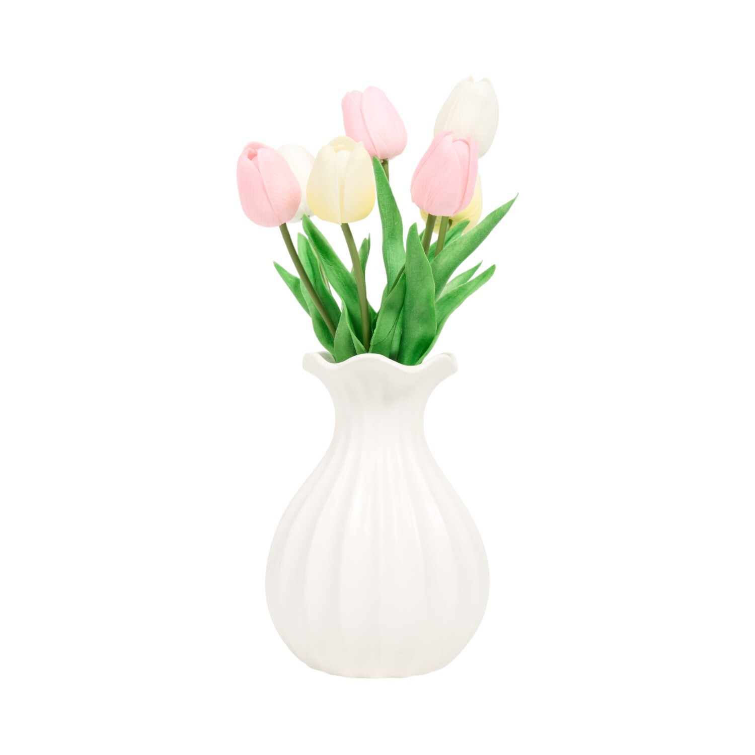 Faux Tulip Vase Arrangement White Image 3
