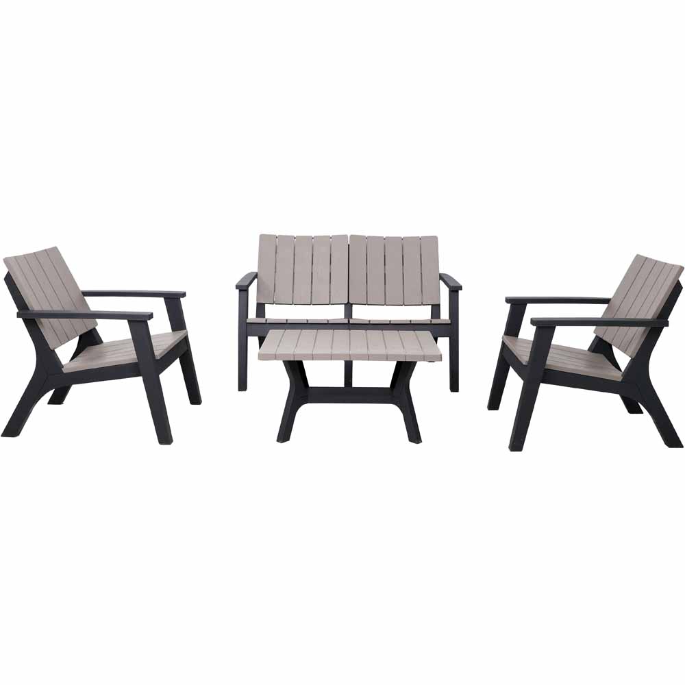 Royalcraft Faro 4 Piece Conversation Set - Slatted Wood Grain Effect Image