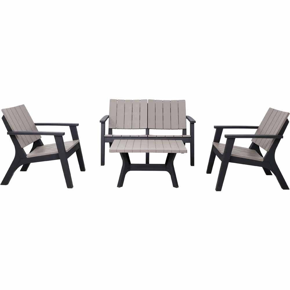 Royalcraft Faro 4 Piece Conversation Set - Slatted Wood Grain Effect Image 1