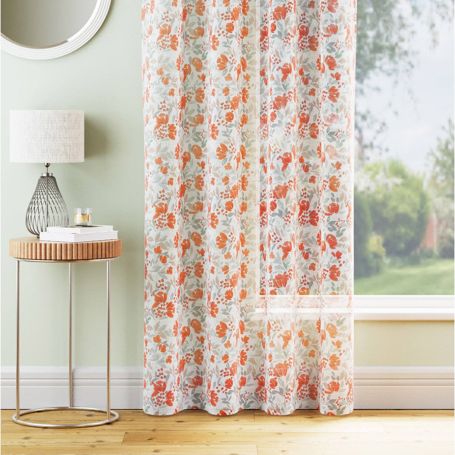 Mia Curtain Panel Burnt Orange 122cm Image 1
