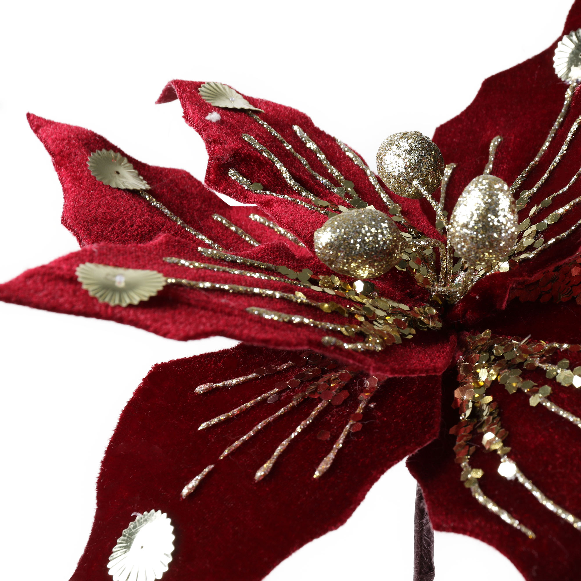 Burgundy and Gold Glitter Flower - Burgundy Image 2