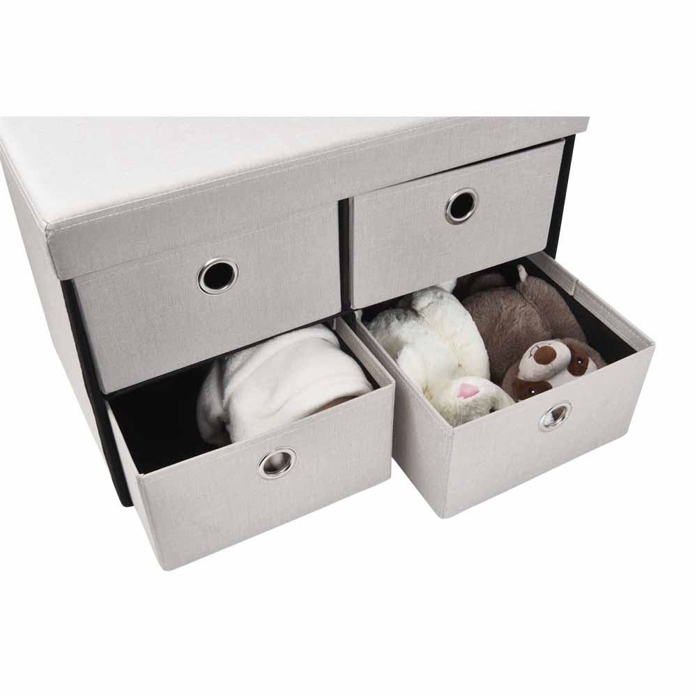 Wilko Cream Faux Linen 4 Drawers Ottoman Wilko
