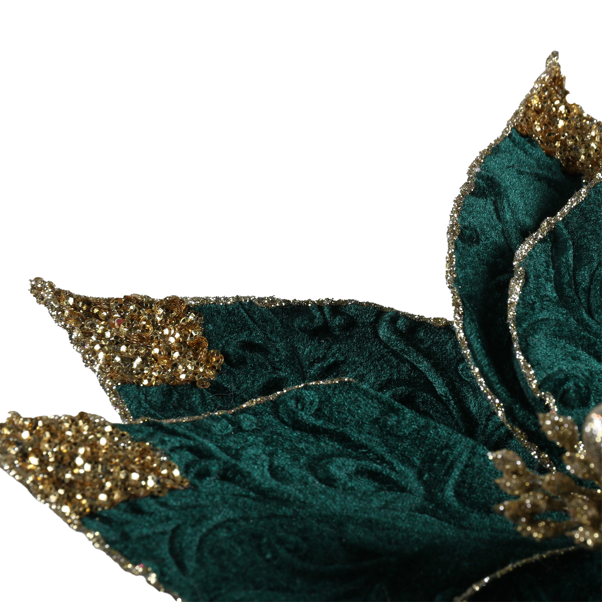 Emerald and Gold Glitter Flower Clip - Emerald Image 2