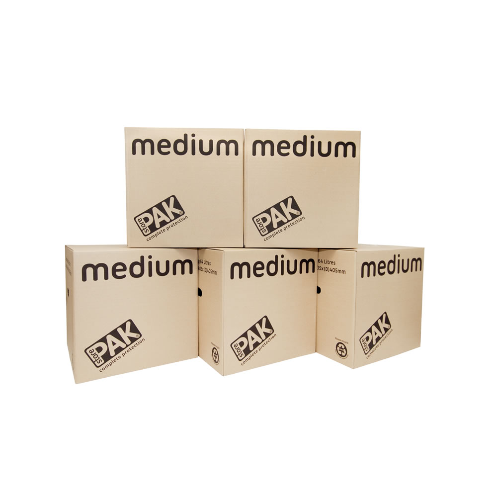StorePAK Flat Packed Medium Storage Boxes 5 Pack Image 1