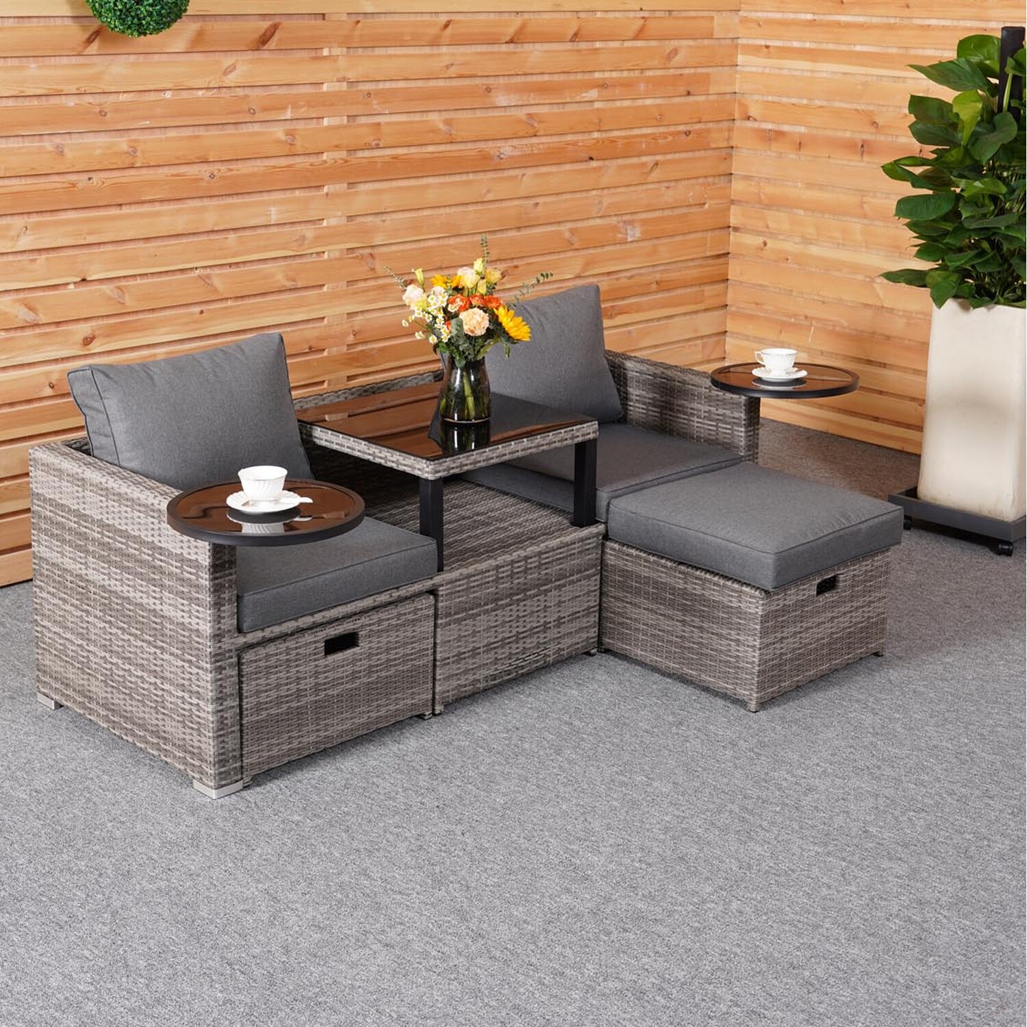 Malay Deluxe New Hampshire 2 Seater Natural Transformer Patio Set Image 3