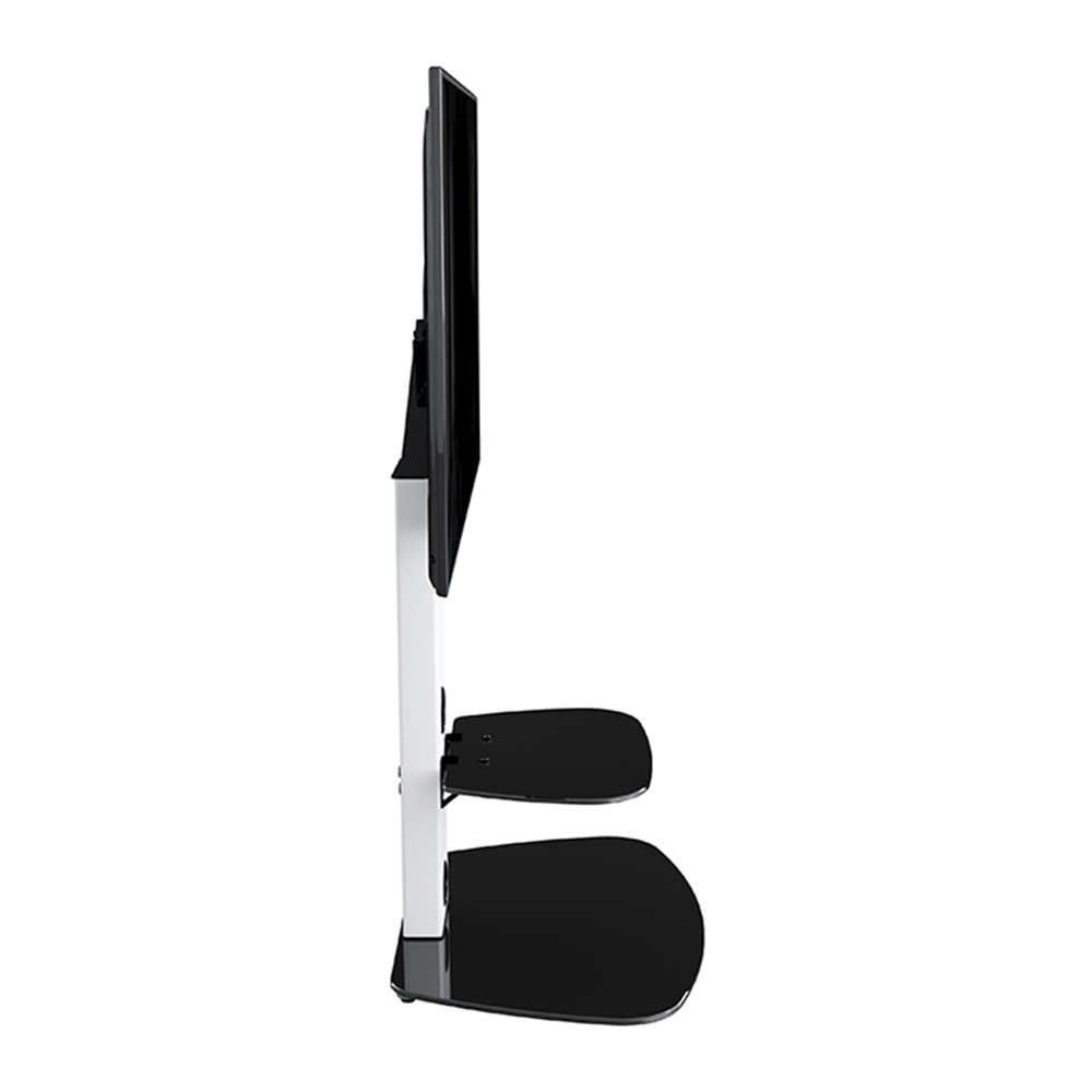 AVF Lucerne Satin White and Black Glass Curved Pedestal TV Unit Image 6