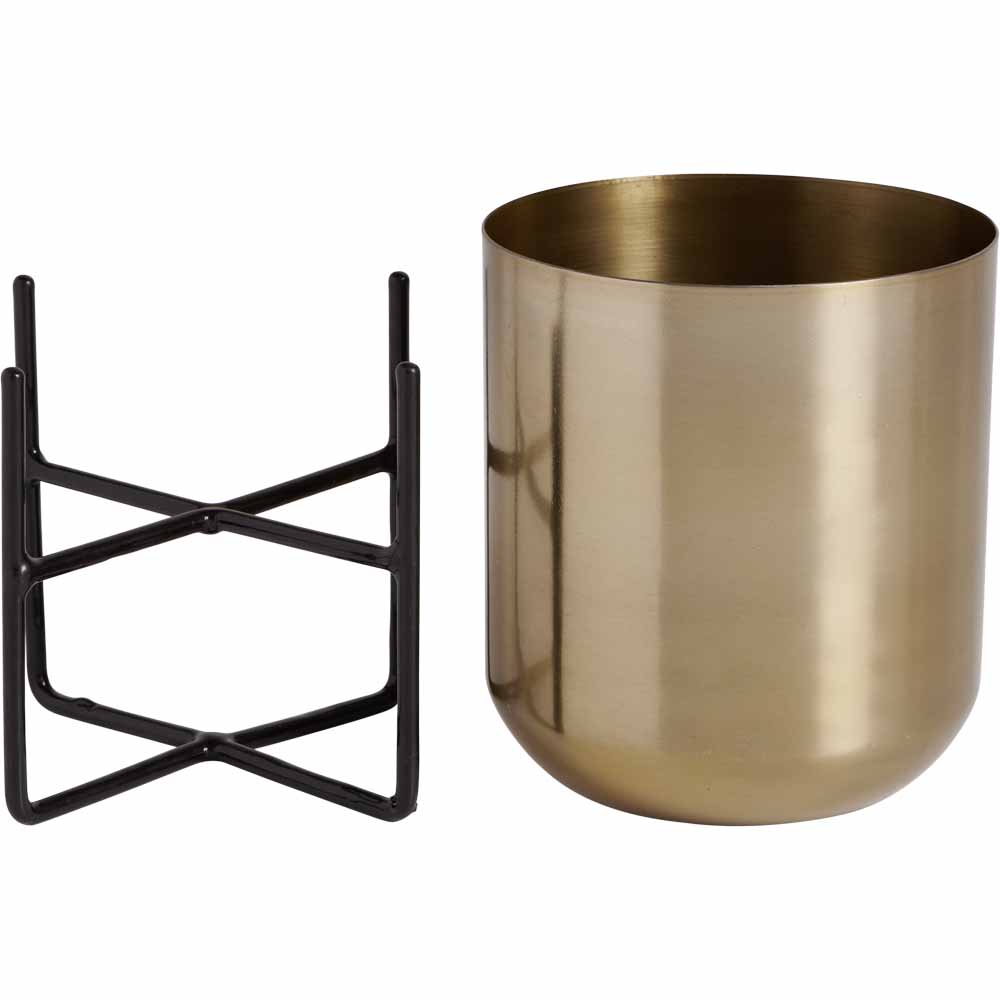 Wilko Brass Pot with Black Stand Image 3