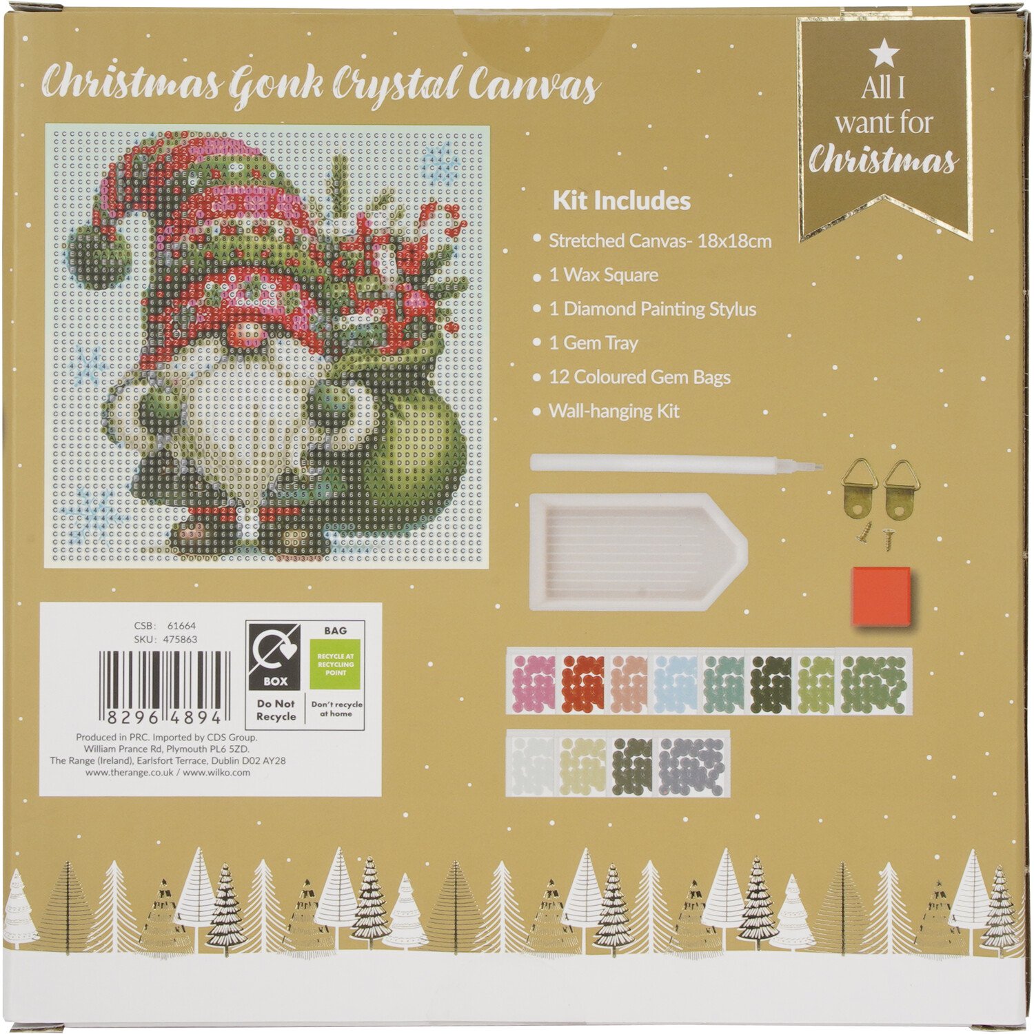 Crystal Art Christmas Gonk Kit Green Image 2