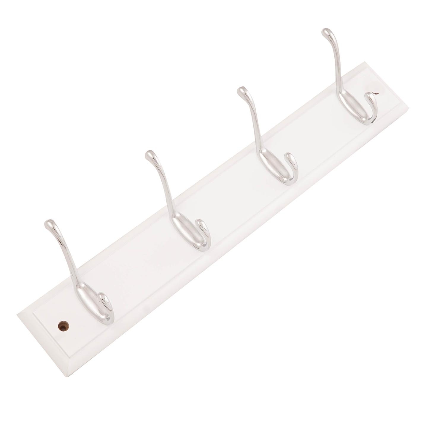 White and Chrome 4 Hook Coat Rail Image 2