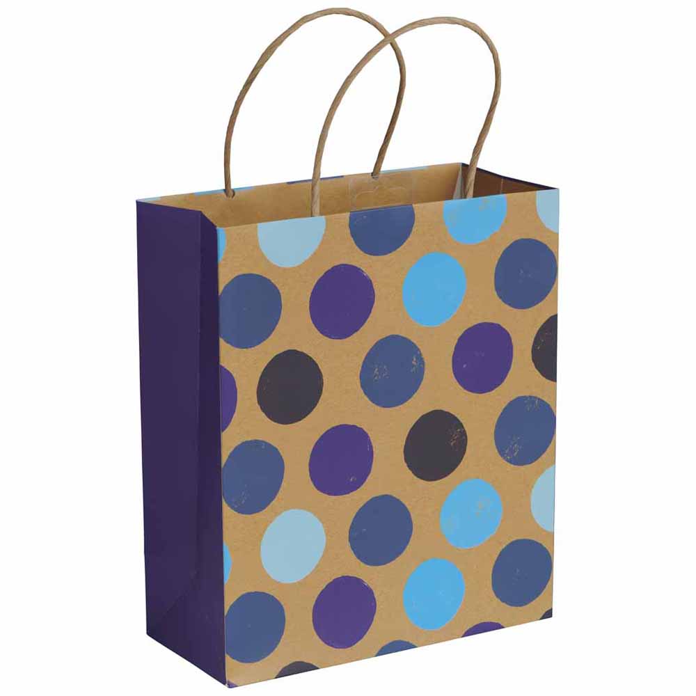 Wilko  Medium Blue Craft Spot Gift Bag Image
