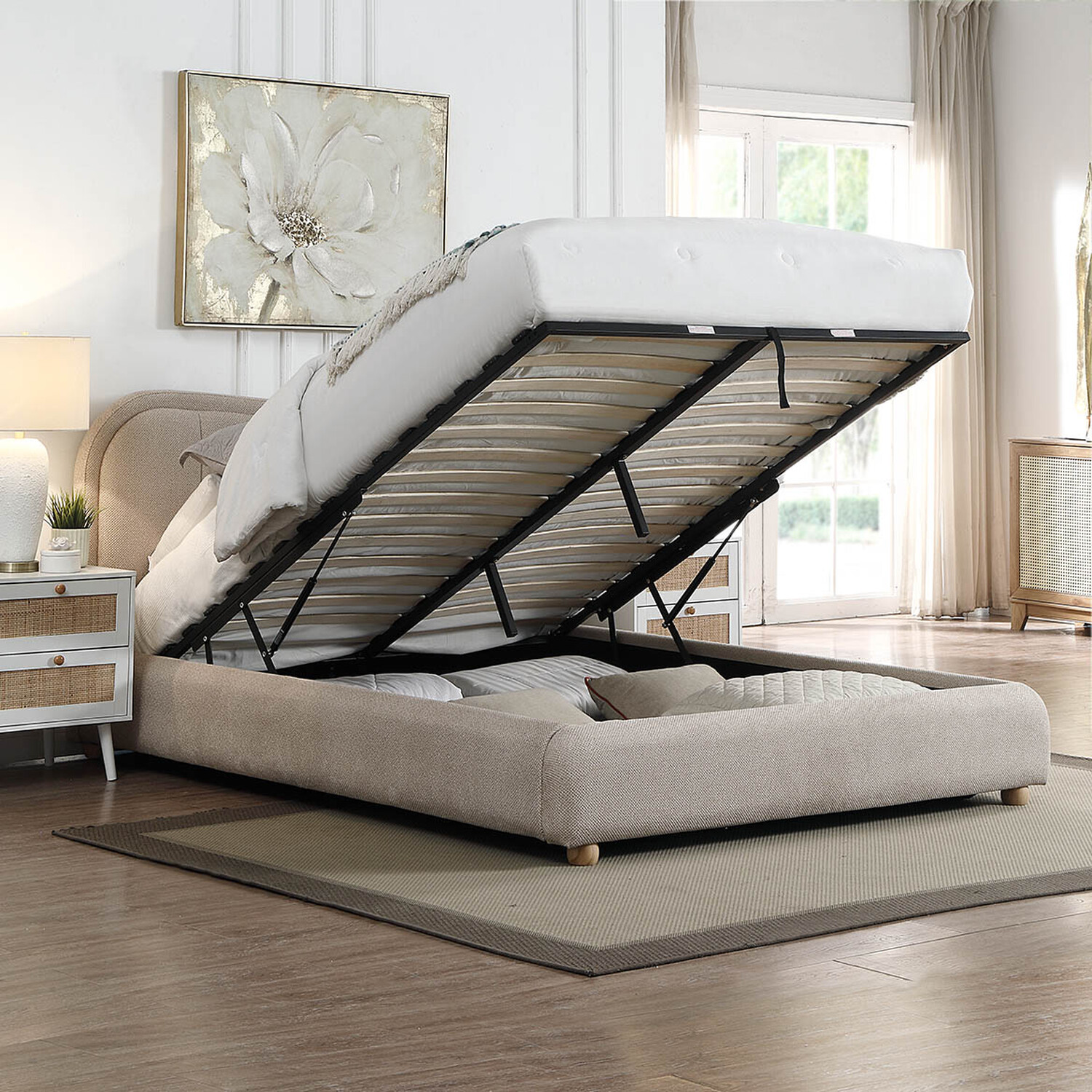 Sienna Ottoman Bed Taupe Double Image 3