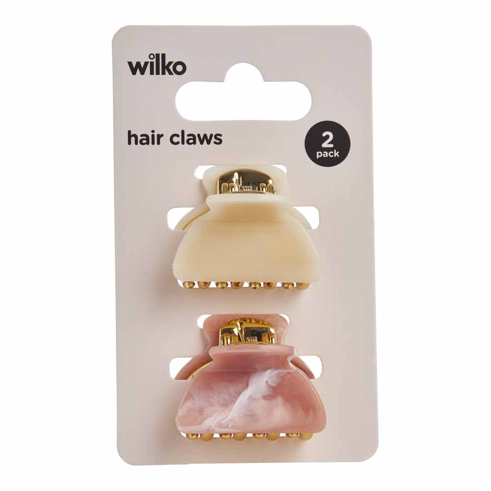 Pearl Fashion Hair Claws Pink & Beig 2 Pack Image 3