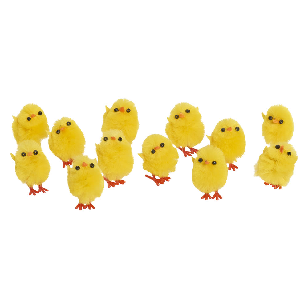 Wilko Decorative Easter Chicks Yellow 12pk Image 2