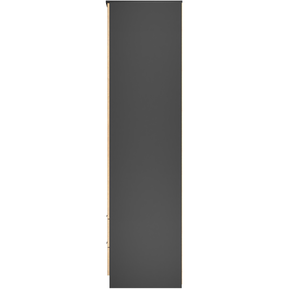 Crowndale Java 2 Door 2 Drawer Slatt Effect and Black Tall Mirrored Wardrobe Ready Assembled Image 3