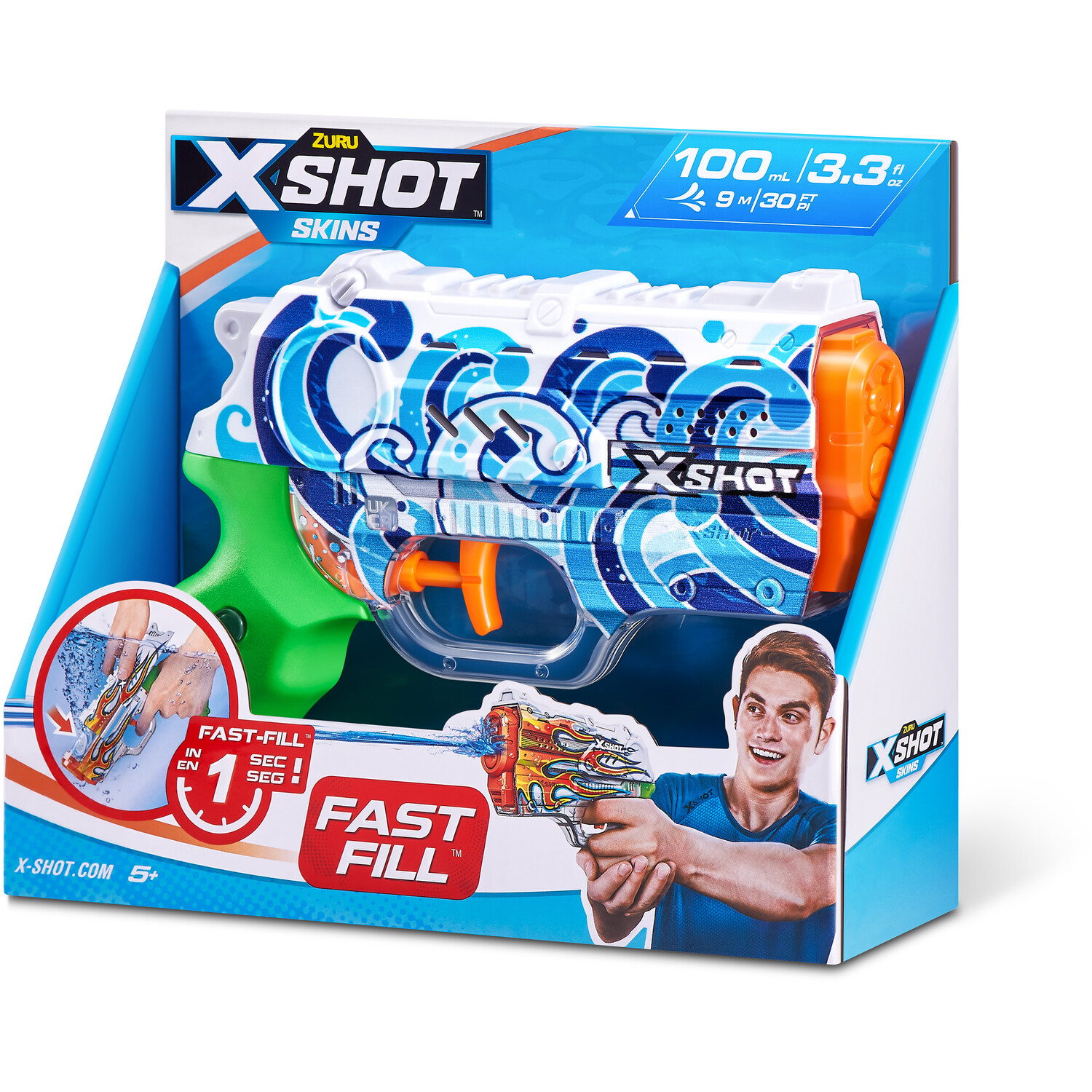 X-Shot Skins Fast Fill Nano Water Blaster - Blue Image 7