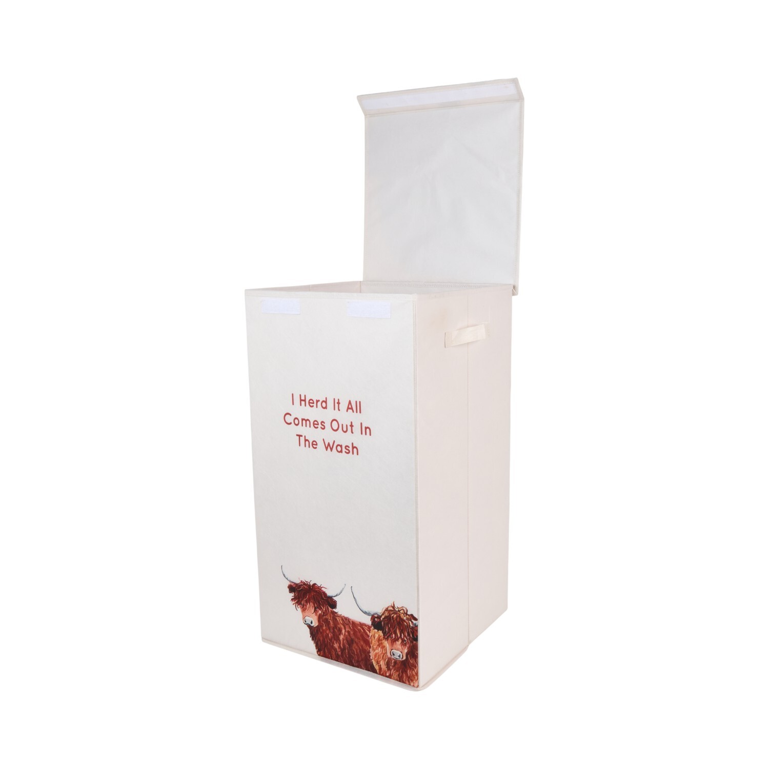Folding Laundry Hamper White Highland Cow Image 2